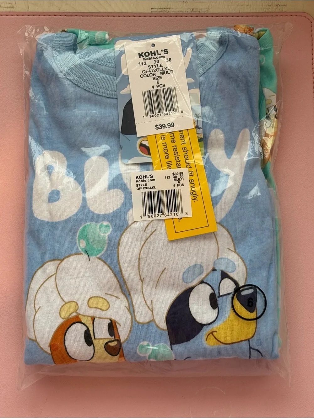 Bluey Spa Day 4 Piece Pajama Set